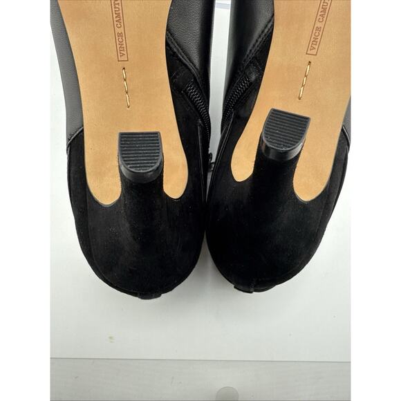 Vince Camuto Vayda Black Leather & Suede Bootie Gold Buckle Zip Size 10 M NWB - Picture 13 of 16